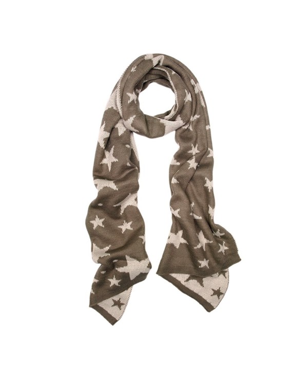 Fine Knit 2-Tone Dual Layer Star Scarf - Different Colors Available - Brown - C411LX3PXLV