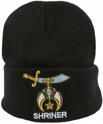 Shriner Beanie Black Cuffed Lodge Winter Skull Cap Hat Associated Mason - CZ129FOPVON