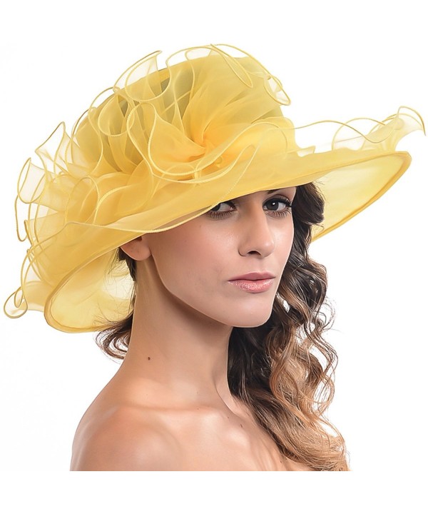 Women Sheer Kentucky Derby Church Wide Brim Hat with Large Flower S019B ...