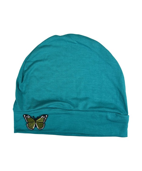 Landana Headscarves Ladies Chemo Hat With Green Butterfly Bling - Turquoise - CZ12O8N2F3W