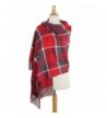 Achillea Oversized Tartan Plaid Checked Cashmere Feel Scarf Winter Warm Shawl Wrap 80"x 30" - Grey Red Plaid - C0186RMCE5M