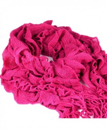 Unique Design Acrylic Scarf Women - Ruffle & Weave - Rose Pink - CK1197URRAV