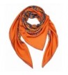 Helan Women's Real Natural Silk 140 X 140 cm Square Scarves - Orange Floral - CQ12MR68PVR