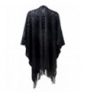 BSB LL Blanket Open Front Poncho Ruana Knit Cardigan Sweater Shawl Wrap Many Styles - Black Diamond - C912LEKNZCB
