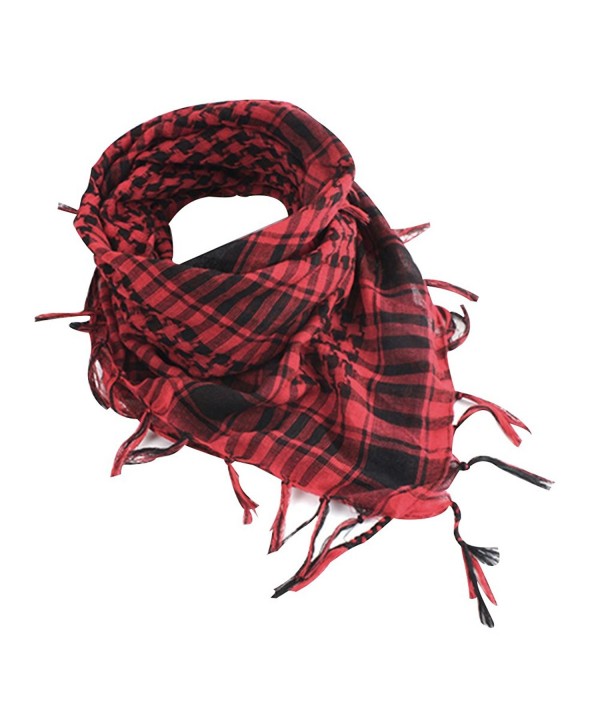 Yamalans Unisex Lightweight Plaid Tassel Arab Desert Shemagh KeffIyeh Scarf Wrap Pashmina - Red - CF188KNU4O3