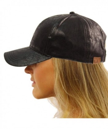 CC Everyday Vintage Distressed Faux Leather Baseball Adjustable Cap Hat - Black - CO12LPJ0IV7
