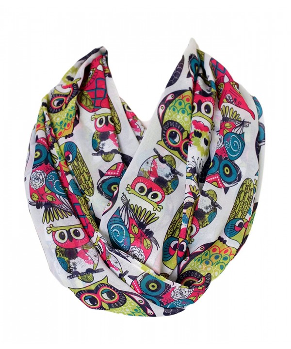 Etwoa's Colorful Owl Pattern Infinity Scarf Circle Loop Scarf - CQ17YQ5GLGY