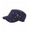 RaOn A173 Skull Devil Star Metal Stud Fashion Punk Club Army Cap Cadet Military Hat - Navy - CM182KLL7DH