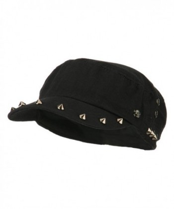 Skull and Spike Army Cadet Fitted Cap - Black - C111KYP2HLN