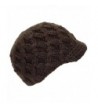 Angela & Williams Womens Knit Winter Skull Cap W/Crochet Visor (One Size) - Brown - C311Q2M48JB