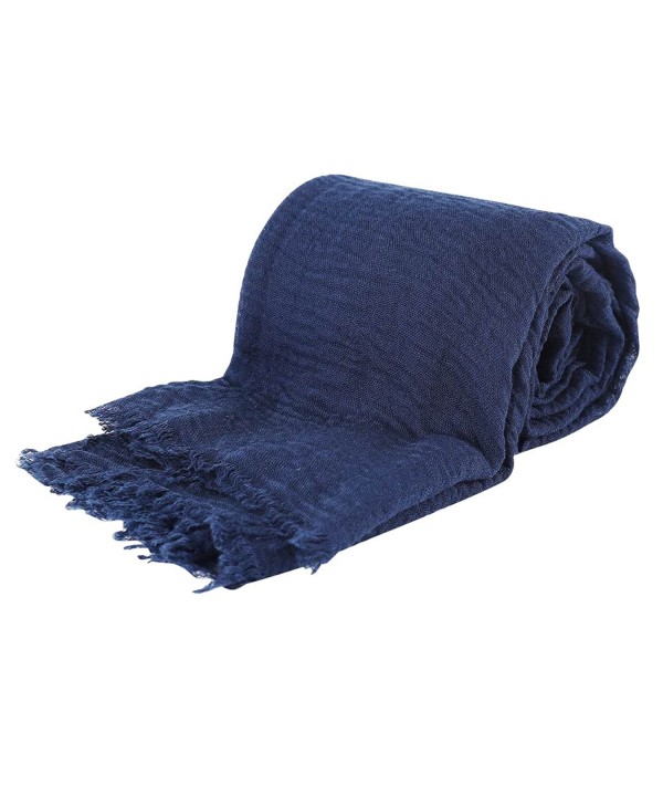 Pashmina Scarf- Vimate Wrinkled Solid Color Pashmina Shawls and Wraps for Women - CX1899NAY34