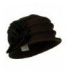 Wool Felt Hat with Big Fur Flower Ribbon - Dark Brown - CX110PN199P