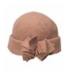 Lawliet Womens 1920s Gatsby Wool Flower Beanie Cloche Crochet Cap Hat A388 - Camel - CM12O2HQ6L0