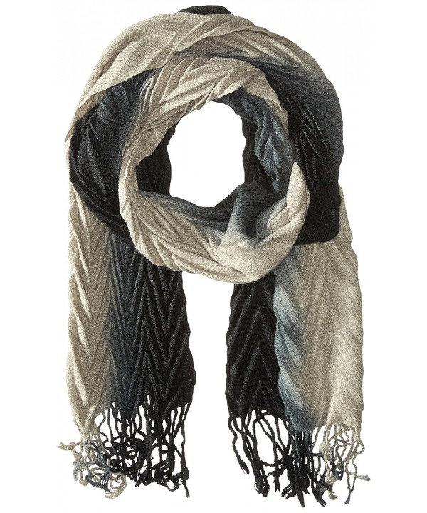 La Fiorentina Women's Ombre Pleated Muffler Scarf - Black/Silver - CY11DX8O31P