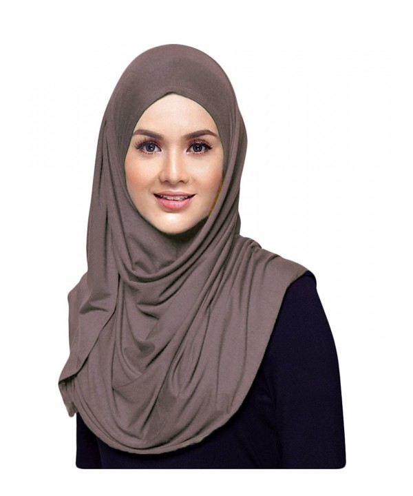 Hana's Womens Plain Instant Cotton Jersey Lightweight Hijab Scarf - Khakhi - C81874EQ2CH