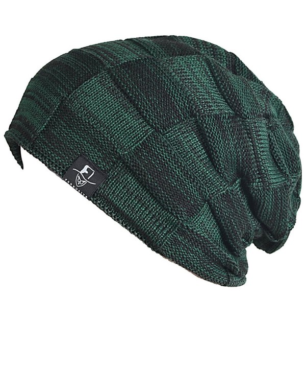 Cool Men Roll Knit Beanie Rectangular Winter Skullcap Top Hat B816 - B5816-green (Warmer) - CP12M8GM2Z1