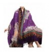 TLIH Women's 100% Wool Soft Extra-Large Chinoiserie Scarf Wrap Shawl - Purple - CC12GIBTNDB