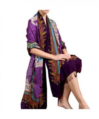TLIH Womens Extra Large Chinoiserie Purple in Cold Weather Scarves & Wraps