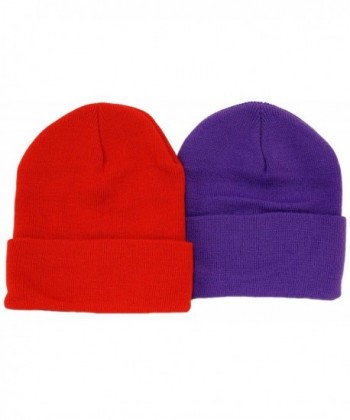 Great Deals! 2 Pack Beanies / 1 Red 1 Purple / Red Hat Ladies - CM113ZM4YJP