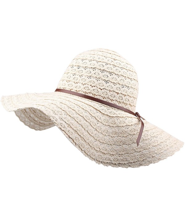 Summer Beach Sun Hats Women - Beige - CA17AA6HO6Z