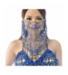 Wuchieal Women's Belly Dance Tribal Face Veil With Halloween Costume Accessory - Dark Blue - C1183NMK06M