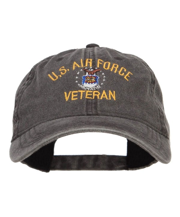 US Air Force Veteran Military Embroidered Washed Cap - Black - CY17YNZ6D3M