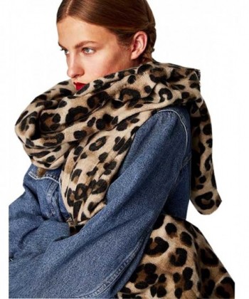 Women Winter Leopard Scarf Cashmere Feel Pashmina Shawls And Wraps Fashion Scarf - Leopard - CR187HZLR3O
