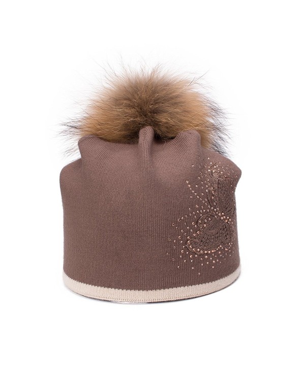 Lawliet Womens Cashmere Wool Beanie Skull Ski Cap Winter Hat Butterfly T301 - Brown - CP1896XKU96