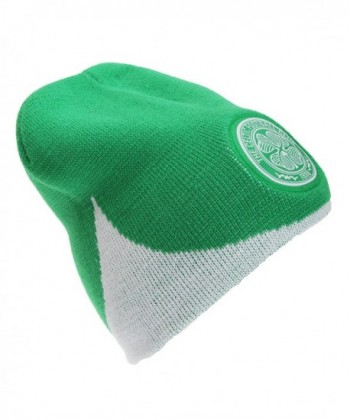 Celtic FC Official Wave Knitted Soccer/Football Crest Winter Beanie Hat - Green/white - CO123FTD4XJ