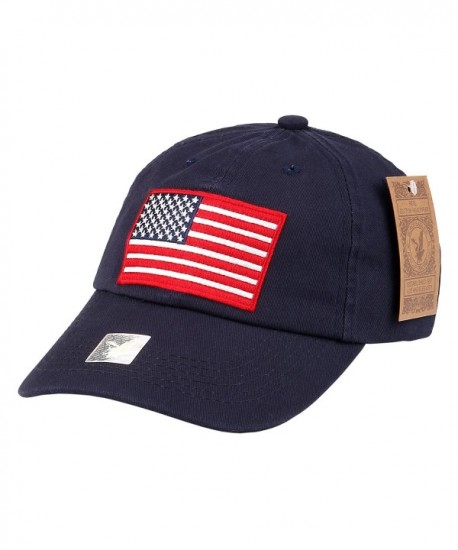 RufNTop Black Eagles American Flag Cap 100% Cotton Classic Dad Hat Plain Baseball Cap(One Size) - Wash Navy - C0185U5HQA5