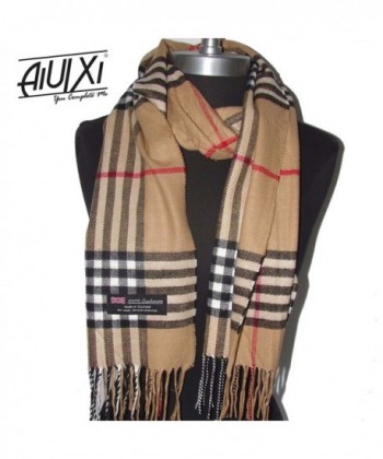 AiUIXi1991 100% CASHMERE SCARF MADE IN SCOTLAND PLAID Check DESIGN SOFT Camel - Plaids & Checks - CN182MNYMQW