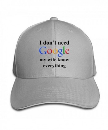 Unisex Adjustable Sandwich Bill Cap Solid Colors Sports Caps For I Don't Need Google My Wife Knows Everything - CA185XO9T0X