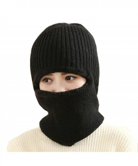Knit Sew Acrylic Outdoor Full Face Cover Thermal Ski Mask - Black - C3187IRCIMG
