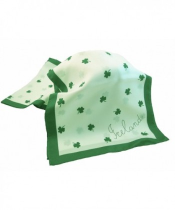 Shamrock Scarf 10?x 52 Green & White Polyester Made in Ireland - C9116JYYLF3