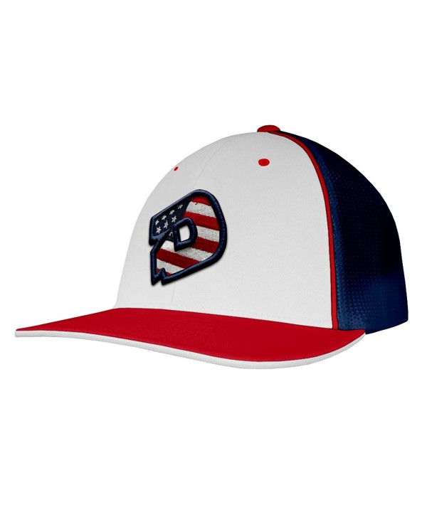 DeMarini D White/Red/Navy Flexfit Trucker Hat - CO12FLIB8PD