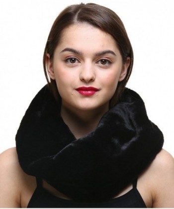 Vogueearth Women 2 Material Choose Winter Neck Warmer Fur Scarf - Faux Black - CQ18522EUSK