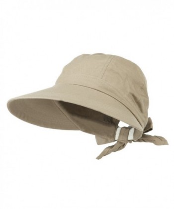 Womens Khaki Wide Brim Gardening Visor Sun Hat With Bow - CV11M2PB4S5