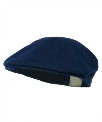 Mens Knitted Polyester Ivy Ascot Newsboy Hat Cap Navy Blue - CE115W01YJ1