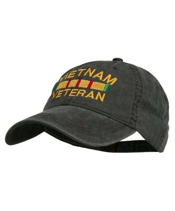 Vietnam Veteran Embroidered Pigment Dyed Brass Buckle Cap - Black - CS11P5I79SP