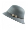 THE HAT DEPOT Felt Cloche Winter Hat With Studded Band Rhinestone Flower - Grey - CG12NERXG75