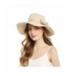 Welrog Women's Floppy Sun Beach Straw Hats Wide Brim Summer Cap UPF 50+ - Beige - CZ1805AN4UR