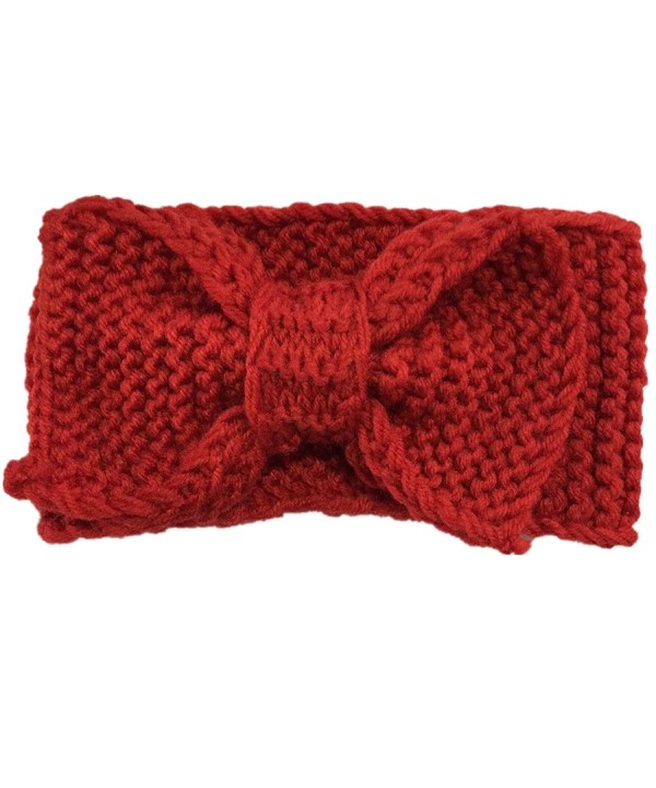 WIIPU Knitted BOW Headband Ear Warmer Ear Warmer Winter Hair Bands Headband (N71) - Red2 - C3120G6VX9L