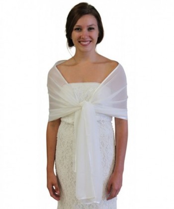 Tion Bridal Women's Chiffon Shawl One Size- Ivory - CS11DHBPYT3
