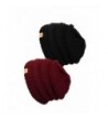 BASICO Unisex Adult Warm Chunky Soft Stretch Cable Knit Beanie Cap Hat - 2pk Black/Burgundy 101 - CN12MY4G0QV
