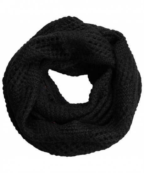 NEOSAN Men Women's Plaid Ribbed Cable Knit Infinity Loop Scarves - Knit Plaid Black - CM184T507HG