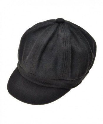 Womens Classic Newsboy Caps Visor 8 Panel Gatsby Apple Cabbie Hat - Black - CK18678S38K