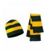 Knit Collegiate Rugby Stripe Winter Scarf & Beanie Hat Set - Assorted Colors - Forest/Gold - CZ119VEI18L