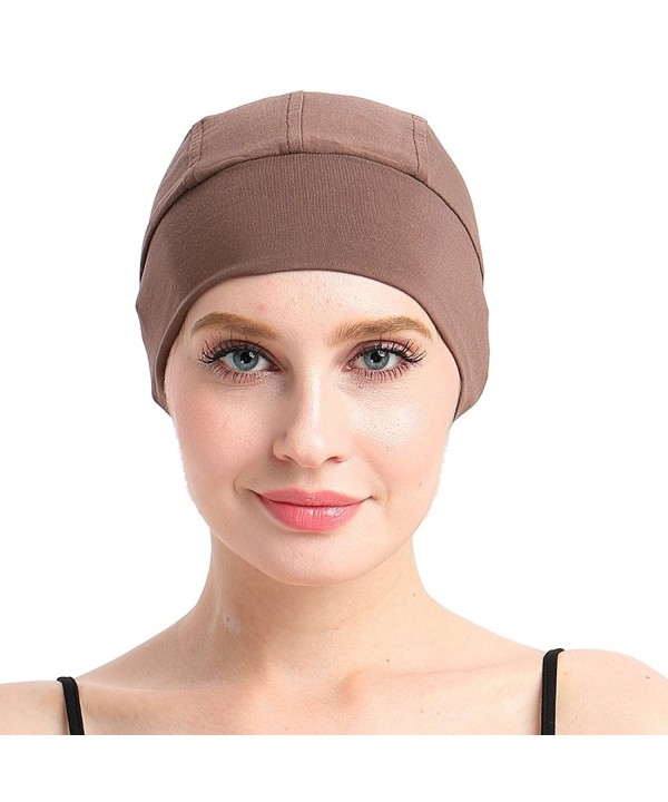 Comfy Cancer Hat Hair Loss Turbans Sleep Cap Night Beanie - Brown - C617Z40RGK5