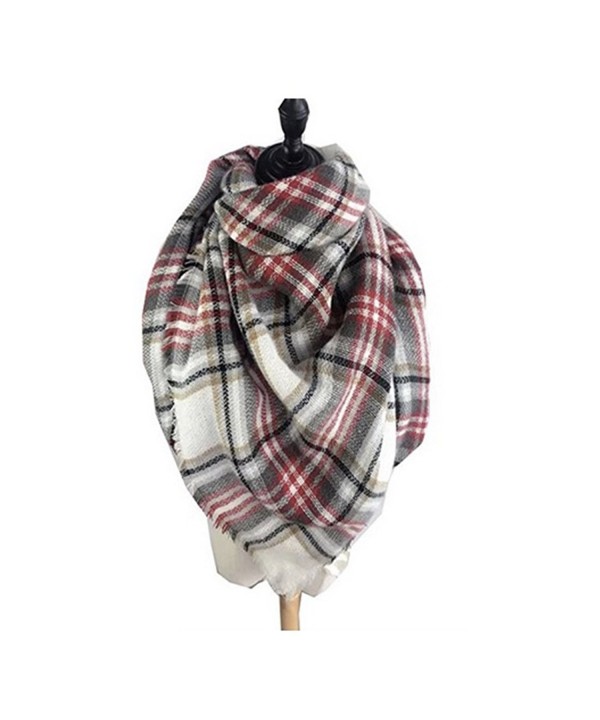 Women's Cozy Tartan Scarf Wrap Shawl Neck Stole Warm Plaid Checked Pashmina - 4 - C7124WOLC4T