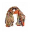 Women Scarf -Leegor Fashion Chiffon Retro Printed Silk Long Soft Shawl Scarf - Orange - C312MAE76OH